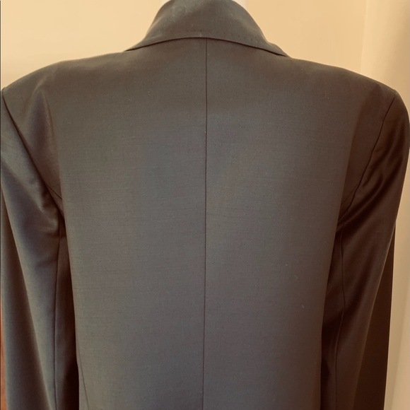 Elegant classic shiny black 87% fine wool double collar blazer jacket Eur44 US12 - Picture 10 of 16